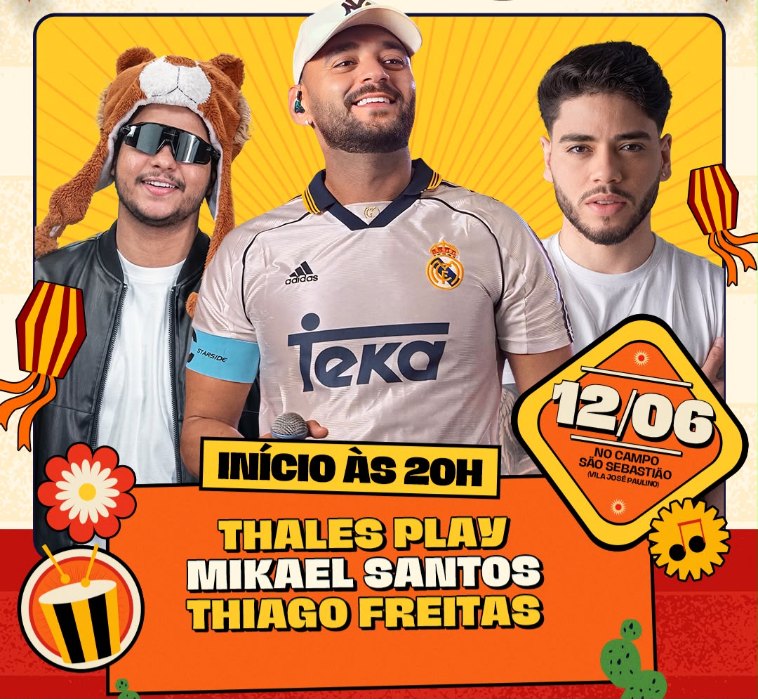 Festival do Pitu 2026 continua nesta sexta-feira (12) com shows de Thales Play, Mikael Santos e Thiago Freitas